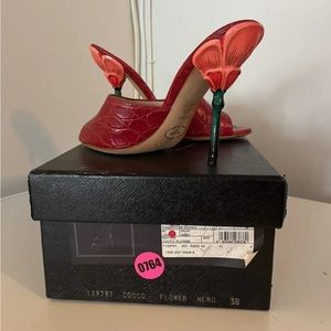 Vintage Prada Cocco Flower Nero Slides size 7.5 NWT